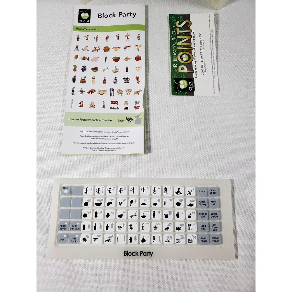 Cricut Lite Block Party Cartridge Complete w/Case Overlay & Manual-Free Shipping